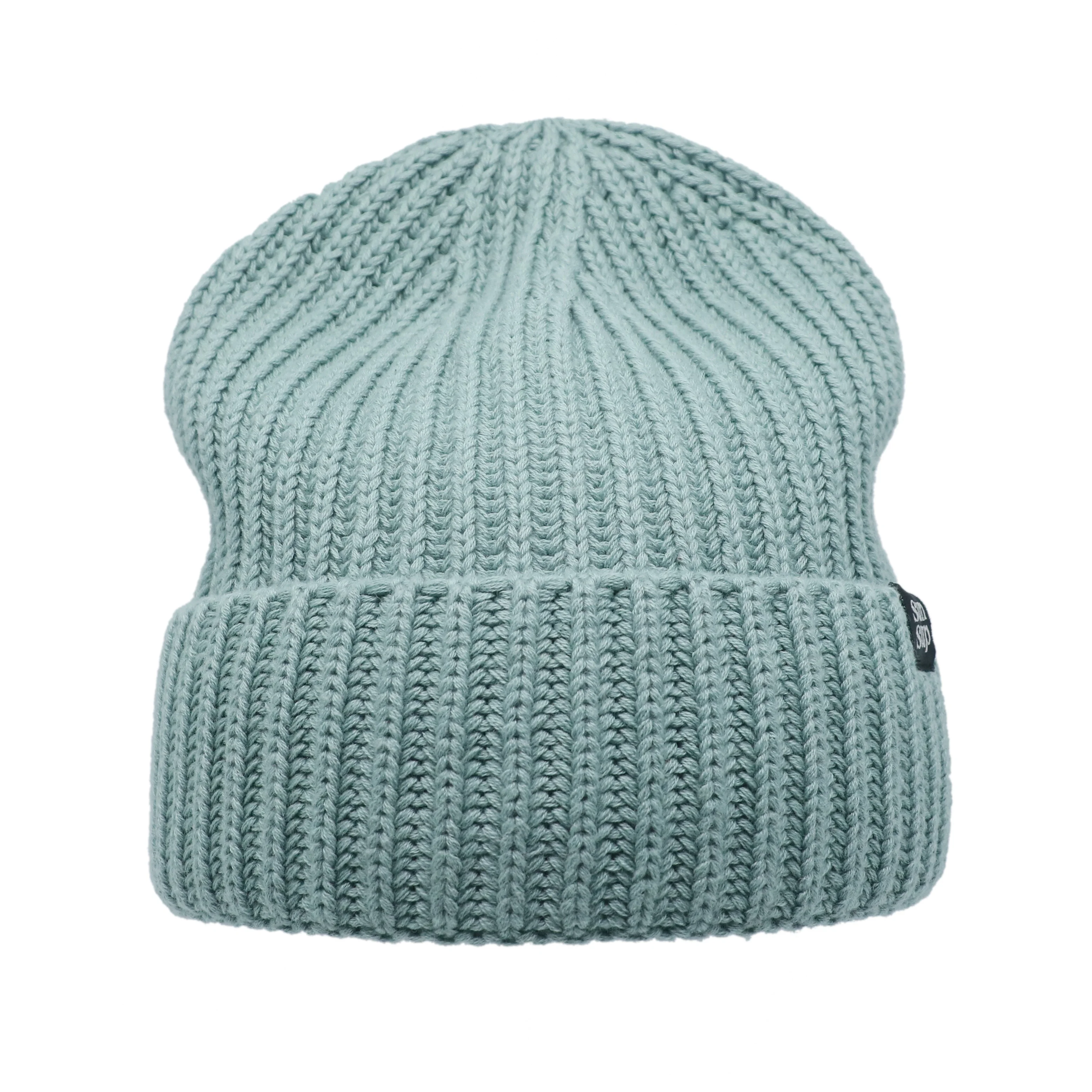 100% Cotton Knit Beanie Hat for Men and Women, Ribbed Cuffed Soft Warm Ski Hat, Slouchy Skull Winter Hat