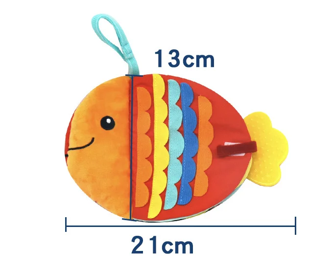 Fish Early Education Sound Interactive Fabric Animals Tails Baby Cloth Books Activity Crinkle Cloth Book Washable infant 0-3