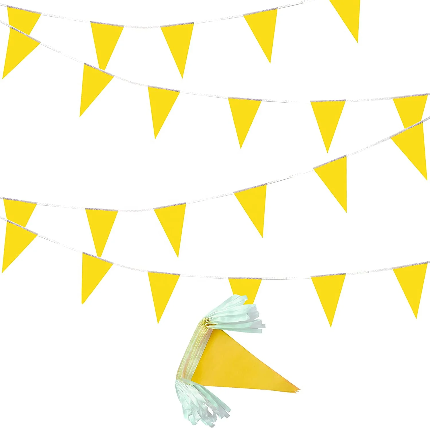 HAWIN 100 Feet Blue PE Pennant Banners,Party Decorations for Grand Opening,Kids Birthday,Carnival flags