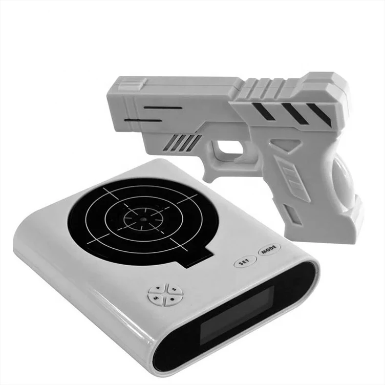 1 Set Of Gun Alarm Clock Shooting Alarm Clock Gun Bell Loading Lock Target Office Gadgets 1 Set