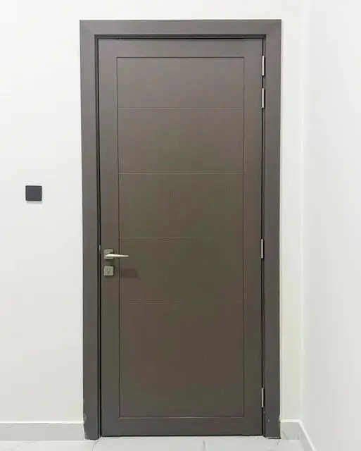 Professional Factory Custom Moulded WPC Laminated Door Waterproof WPC Doors With Metal Strip For Hotel