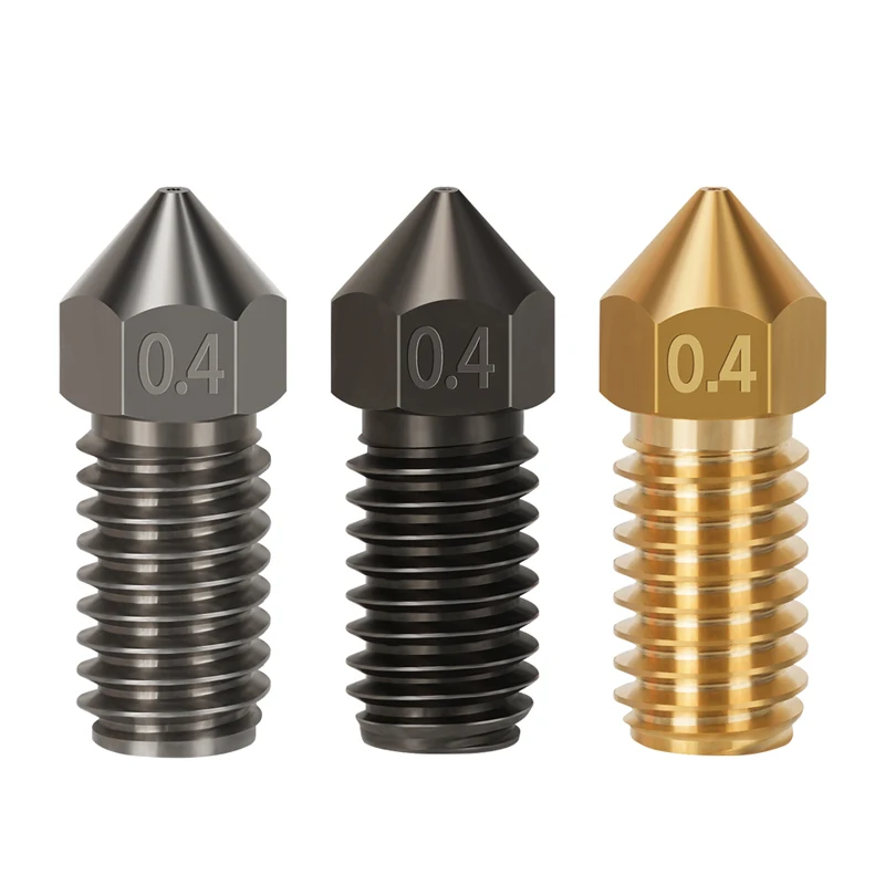 Kingroon For AnkerMake Nozzle Hardened Stainless Steel Brass 0.4mm M6 Threaded 3D Printer Nozzles 17mm length 10mm thread