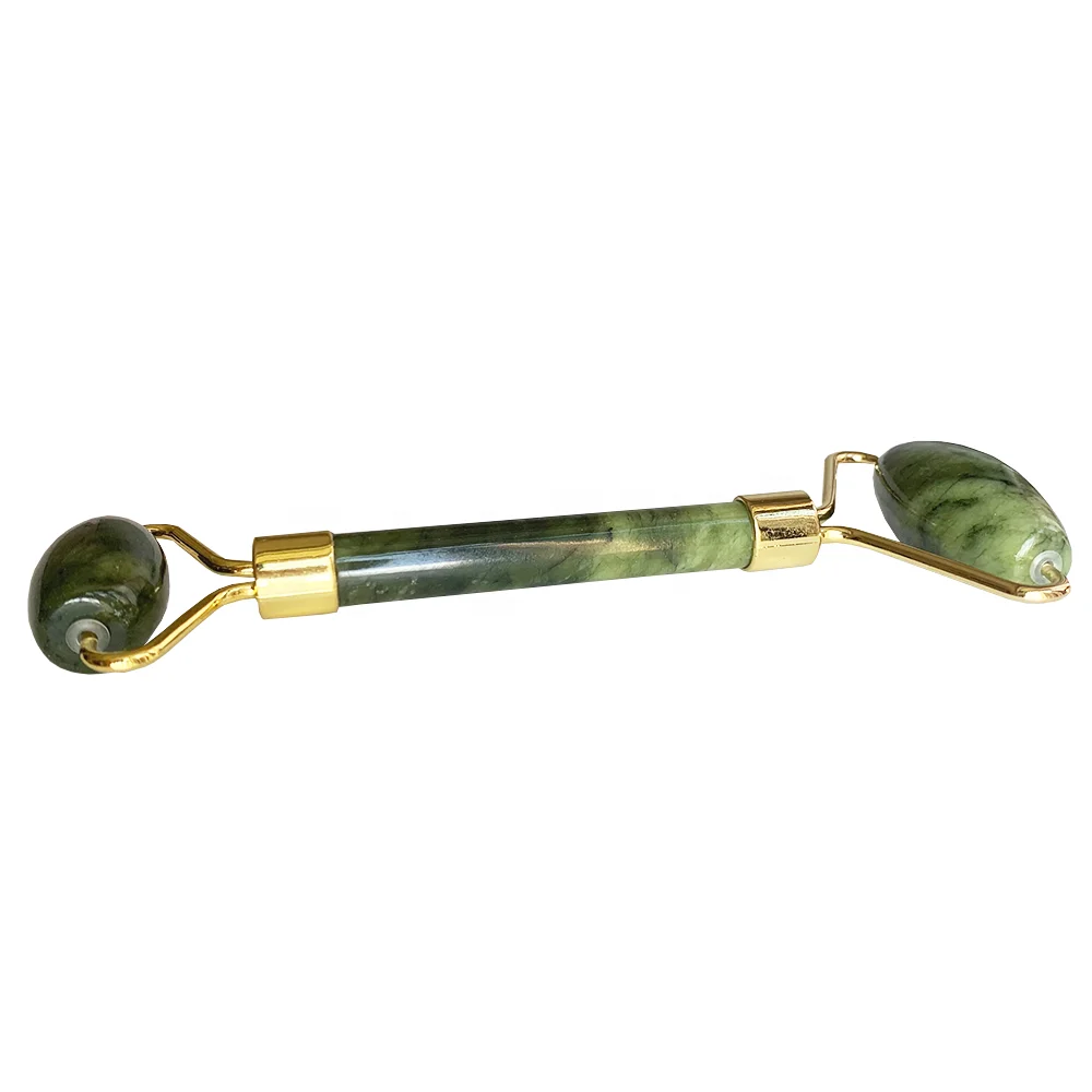 Skincare Tool custom natural crystal face green xiuyan jade roller antipuffiness