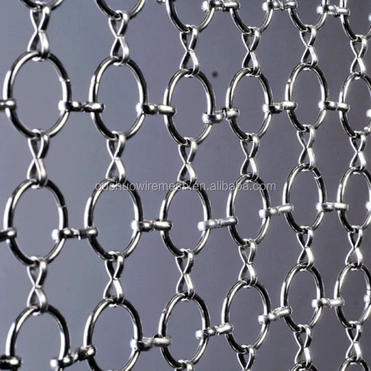 Gold color decorative ring mesh for hanging metal coil curtain