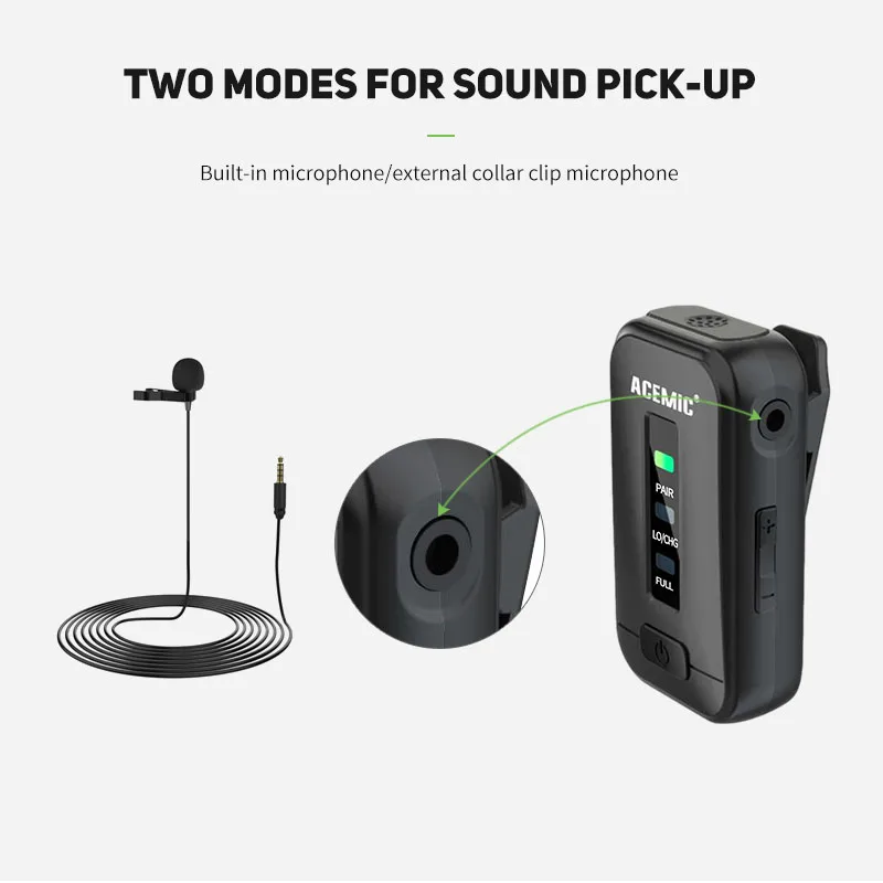  Портативная беспроводная петличная микрофонная система ACEMIC V1 2 4G видеомикрофон для смартфонов