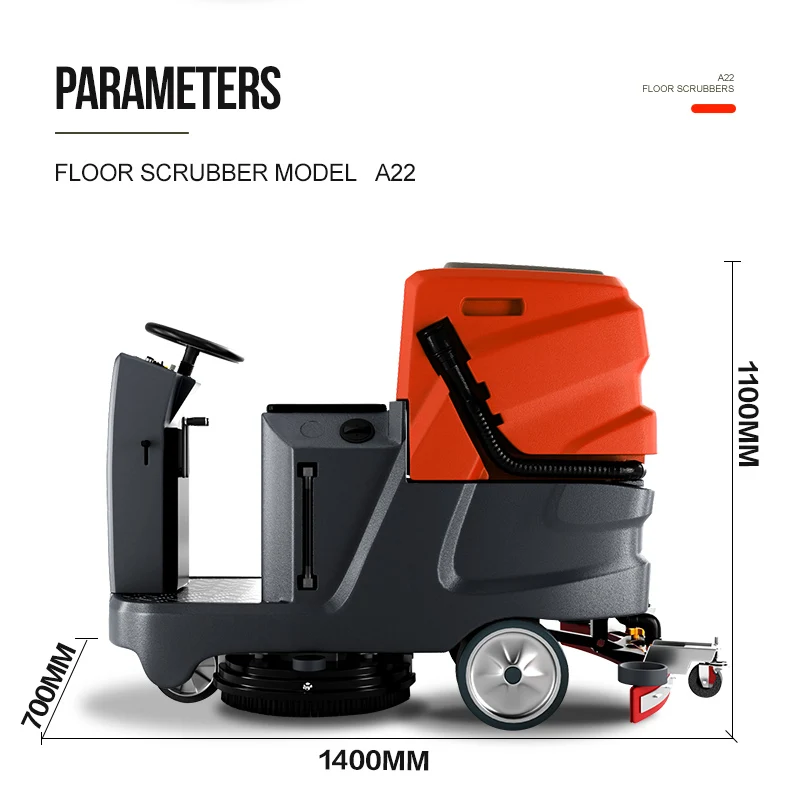 Gaoge Model A22 Factory Direct Sales Ride On Floor Scrubber Machine 780MM 24V 85L 180RPM 145BAR Floor Scrubber Drier With CE