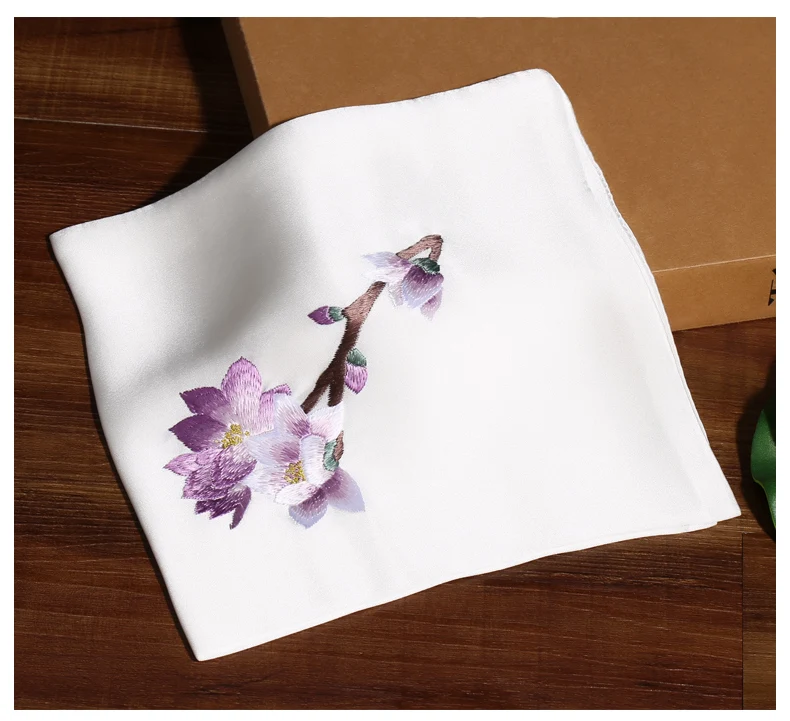 
100% embroidered mulberry silk handkerchief 