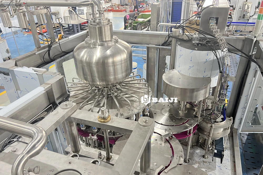 Automatic 3 in 1 rotary small bottle fruit juice making filling machine production line