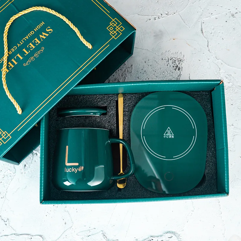 New mobile phone wireless water cup charger heating constant temperature 55 degree warm cup wireless charging 2 in 1 gift custom