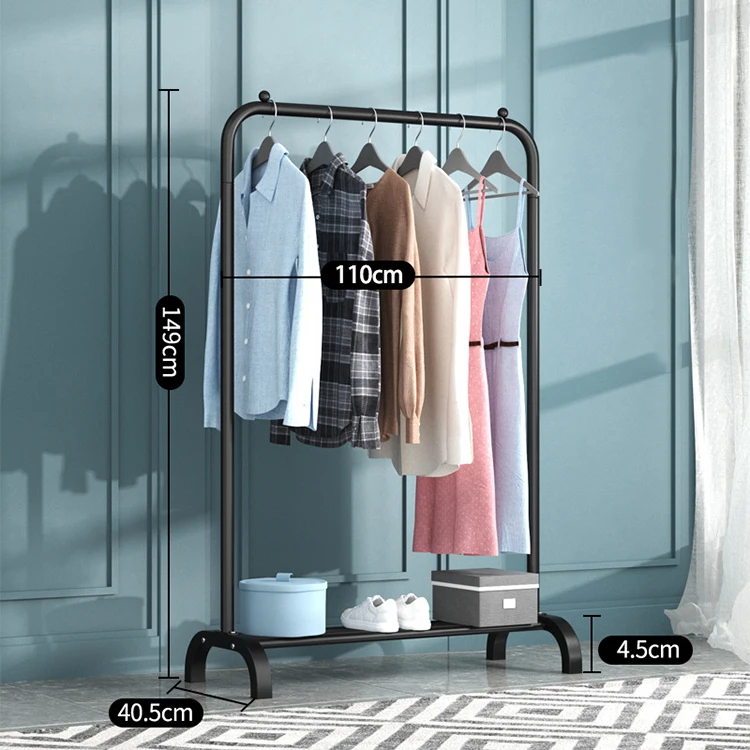 Clothes Drying Rack Foldable Double-Layer Large Storage Space Shoe Rack With Coat Hanging Cabinet And Hook