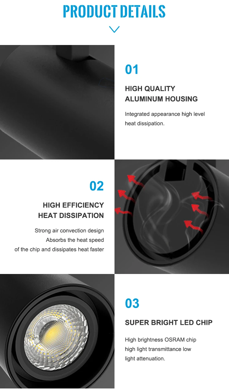 Competitive price aluminum retail cob adjustable movable track lighting supermarket ceiling mounted cob led track light