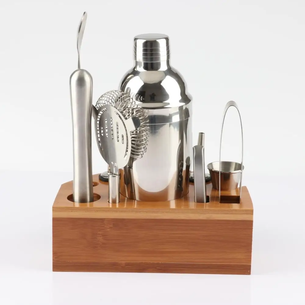 
Complete Bartender Mixology Kit Cocktail Shaker Set Gold Stainless Steel with Bamboo Stand Elegant Bar Tools,bar Tools Metal 
