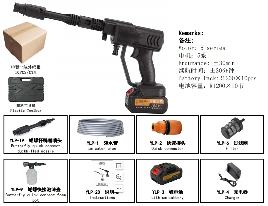 Factory direct sale Mini Sprayer High Pressure Car Washing Machine Battery Electric Portable Gun Car Washer Laveuse de voiture