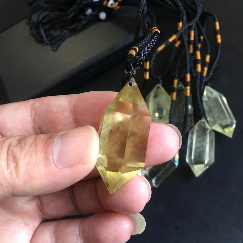 
natural Citrine quartz Necklace crystal point pendant 