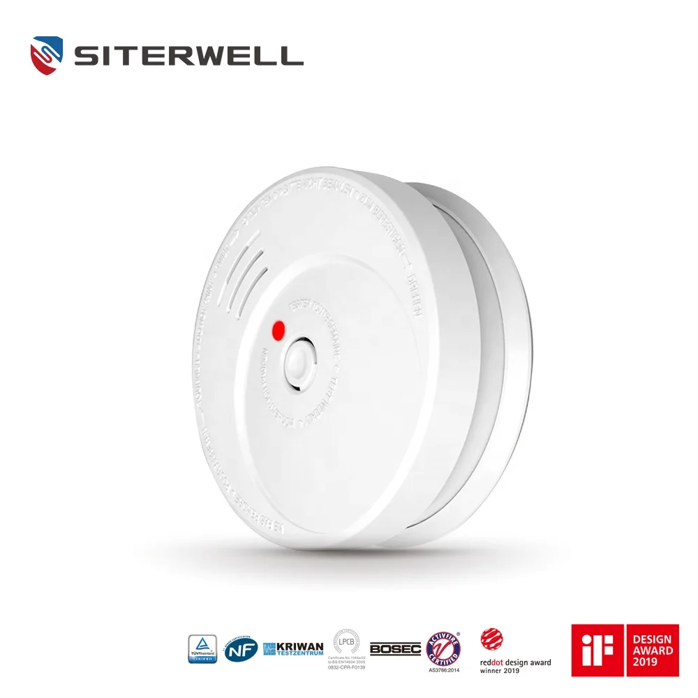 Manufacture TUV NF KRIWAN LPCB BOSEC ACTIVFIRE DC 9V Battery LPCB BOSEC Approval 10 Years ABS Fire Alarm Smoke Detector