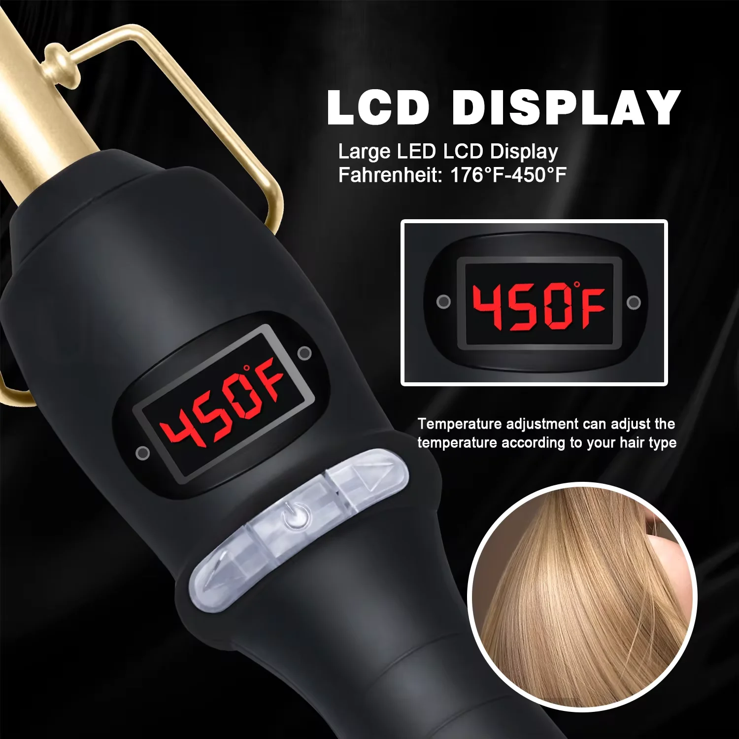 New 3 in 1 Professional Electric Hot Comb Hair Straightener With LED Display Heat Pressing Combs Rhinestone Ceramic Ltd.