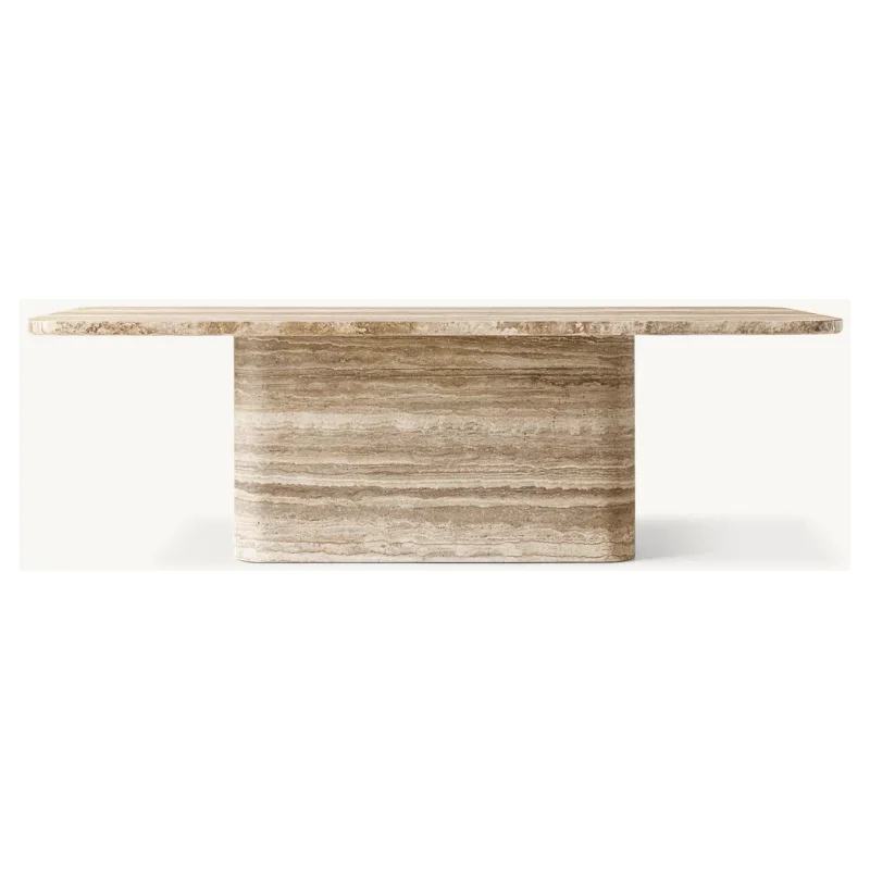 LANDIVIEW Luxury Square Dining Table Arabescato Marble Travertine Console Table Natural Stone Furniture