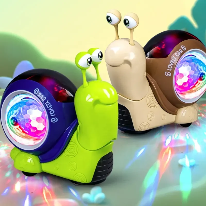 Wholesale Electric Lovely Walking Snail Toy With Music Light Walking Snail Baby Educational Toy Sensor Obstacles Avoidance Snail