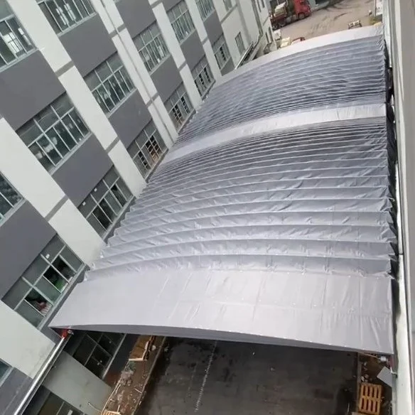 Better quality PVDF automatic push-pull shed for warehouse,bus/car parking manufacturer