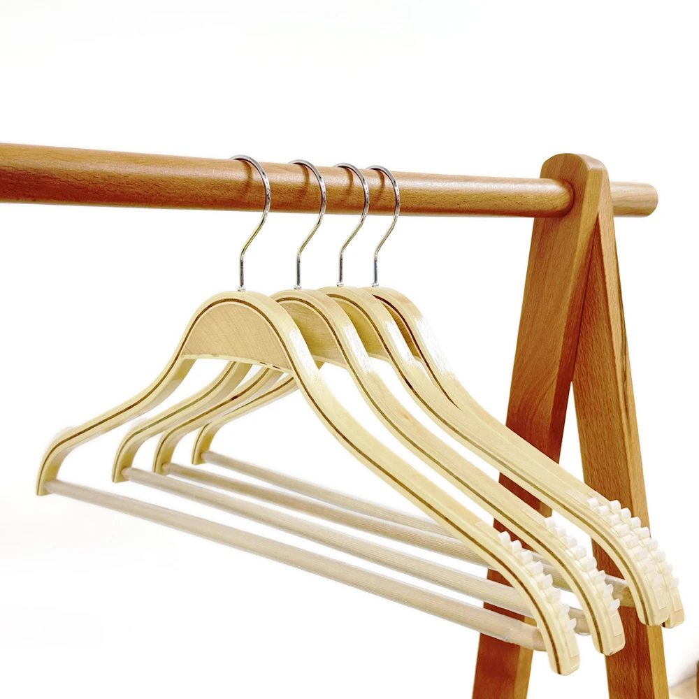 Premium Quality Strong Trouser Hanger Flat Head Custom Solid Wood Non-Slip Hangers For Garment Display