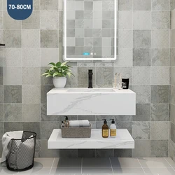 Integrated wall hung artificial stone basin bathroom rock plate porcelain sink waschbecken marmor grau cabinet basin