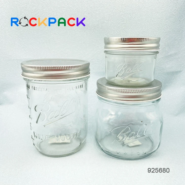 Wholesale food honey jar candy coffee tea containers clear custom logo glass spice storage mason with metal lid