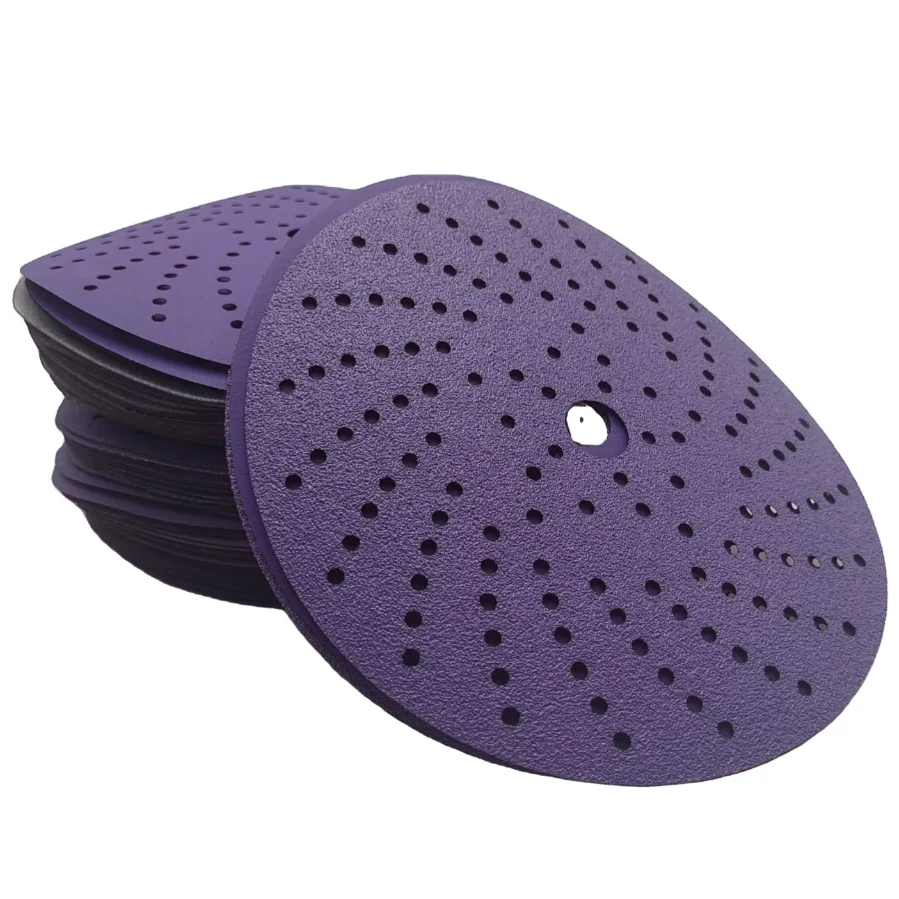 ZY abrasive 5 inch 150mm Customized Purple Clean Mesh Sanding Paper Disc for Polishing Car Accessories Factory Supply
