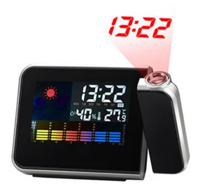 Time Watch Projector Multi Function Digital Alarm Clocks Color Screen Desktop Display Weather Projection Calendar clock