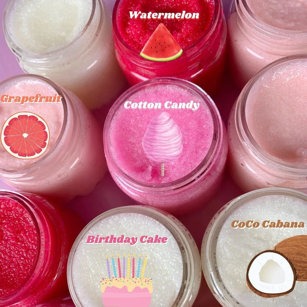 Best Sale Private Label Natural Vegan  Exfoliator Organic Hydrating Fruit Lip Sugar Scrub for Lip Repair Lip Scrubs