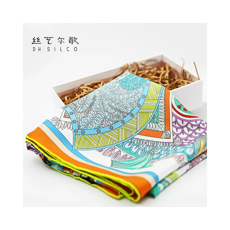 
 Популярные Дизайнерские шарфы для женщин, Шелковый ручной Обжим  