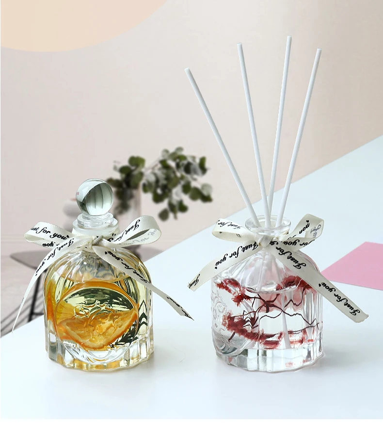 Home decorative aromatherapy long round tall empty 100 ml scented oil car glass reed diffuser bottle