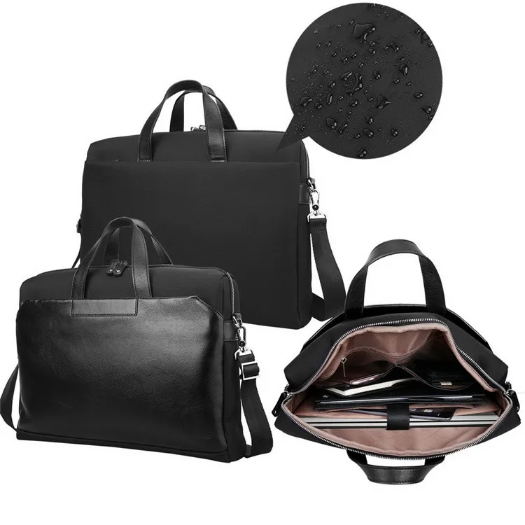 
Custom premium quality canvas genuine leather polyester briefcase laptop case bags for men business backpack bag for laptop 
