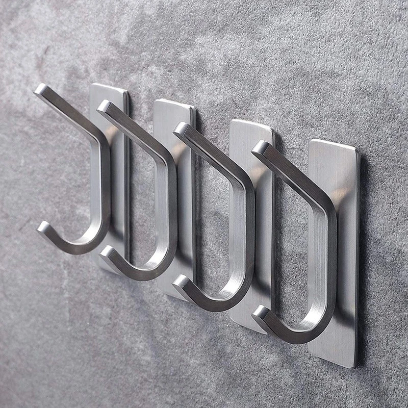 Bathroom Bedroom Towel Hook Organisation Stainless Steel Wall Mounted Sticky Coat Cloth Hanger Hook