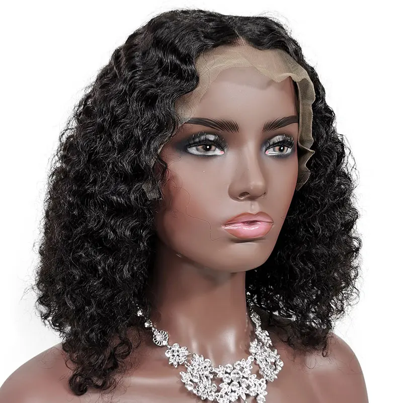 
Best Remy Human Hair Jerry Curly Human Hair Full Lace Wig Middle Part Kinky Curly Short Bob Full Lace Wigs Wholesale 