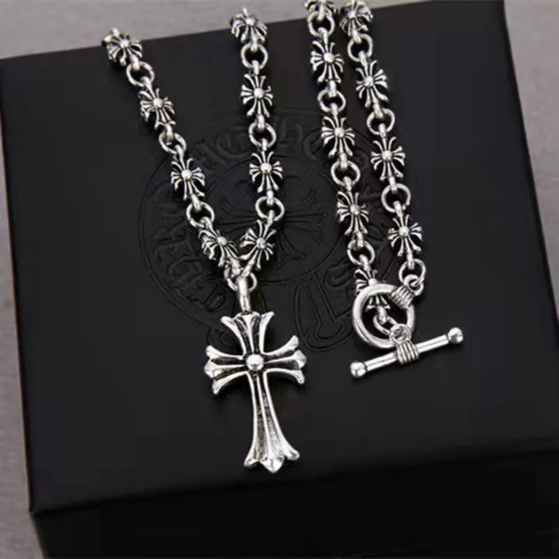 Cross Necklace Pendant Necklace Chrome Cross Alloy Cross Necklace for Women Men