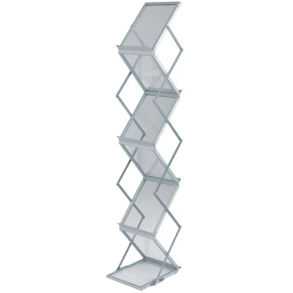 138cm high, easy to move with four wheels, black color steel brochure holder