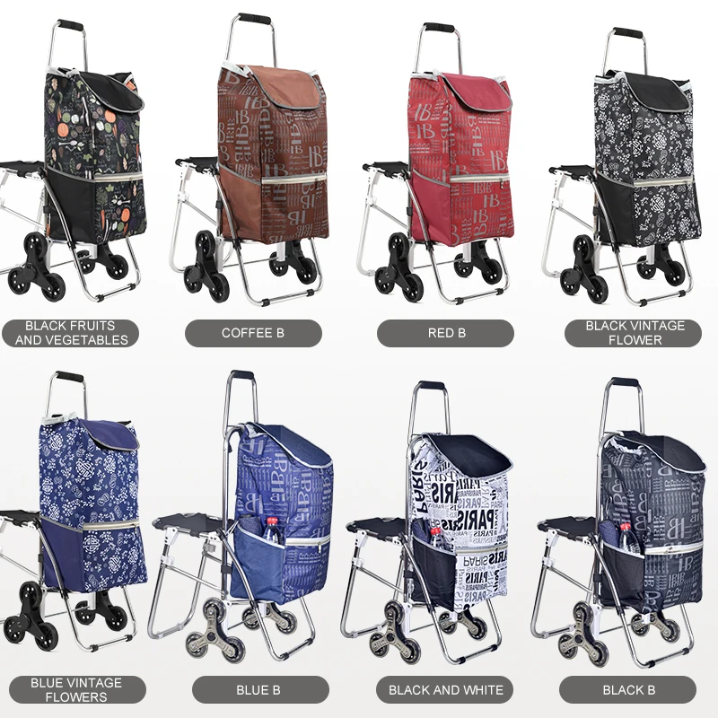 Custom Logo OEM/ODEM  folding shopping cart with seat folding shopping carts dual purpose folding shopping cart