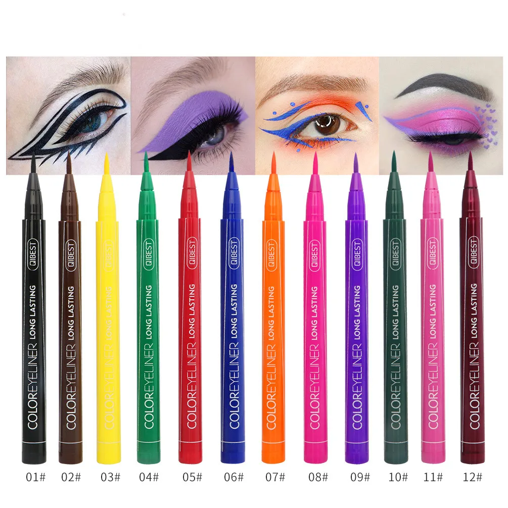 Colorful eye makeup eyeliner pencil Liquid lipstick Longlasting Blue Red Green White Gold Brown Eye Liner eyeshadow pencil