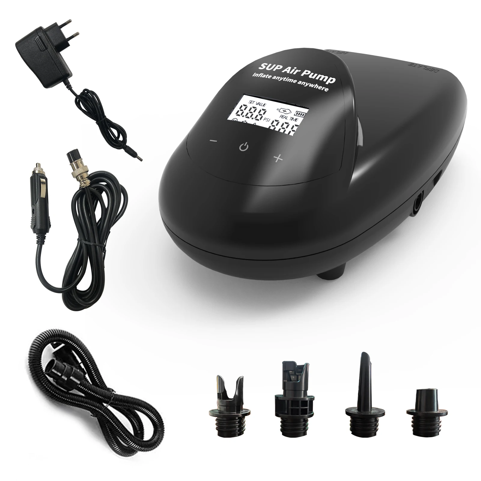 Новейший электрический воздушный насос SUP с батареей 7500 мАч, 12 В постоянного тока, 20psi, беспроводной электрический насос SUP Board двойного действия