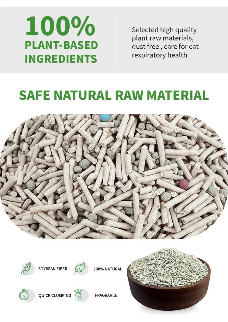 Premium Cat Litter Tofu-Based with Bentonite Sand Activated Carbon Corn and Plant Fragrance Natural Ball Pattern for Cats