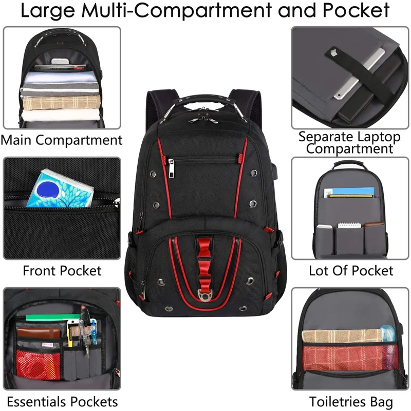 Factory custom nylon backpack large capacity multifunctional laptop backpack usb waterproof travel backpack