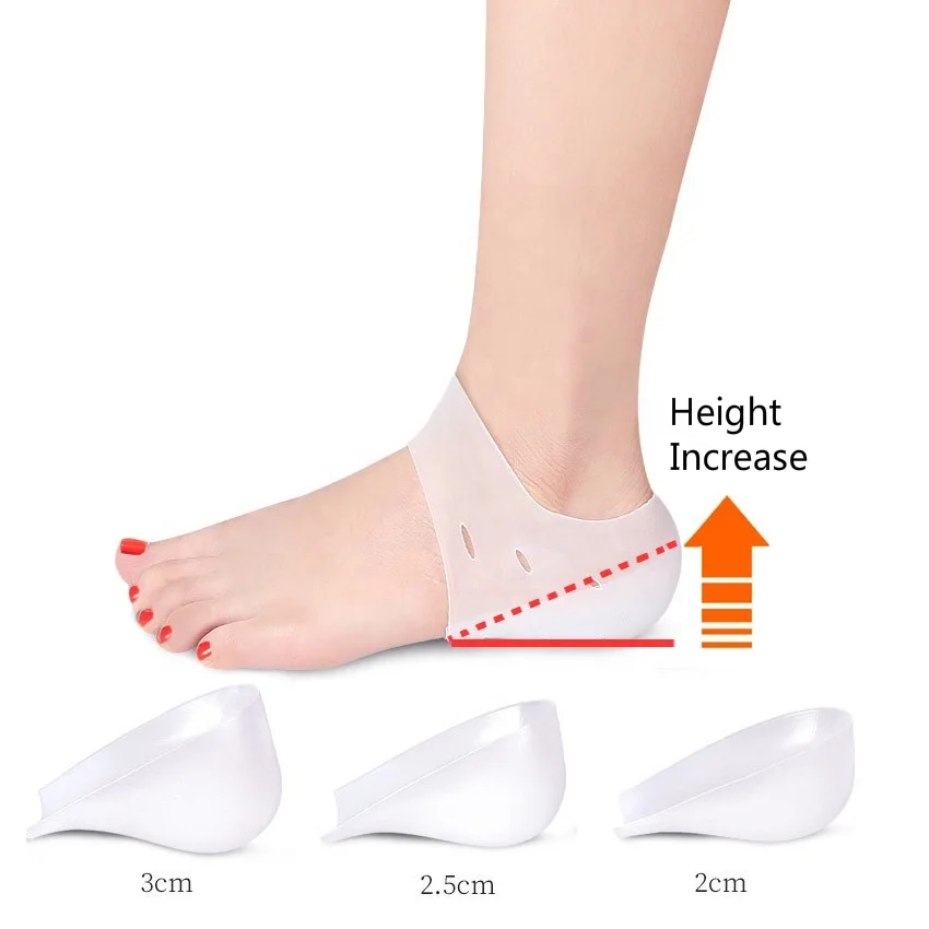 New Arrival Invisible Height Increase Insoles Silicone Gel Heel Lift Socks For Men and Women, 2.0CM/2.5CM/3.0CM Taller HA00636