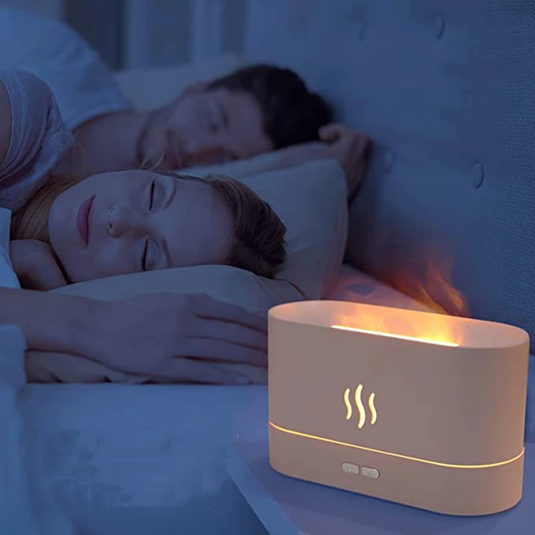 180ml Hotel Flame Aroma Diffuser Travel Air Humidifier Ultrasonic USB Essential Oil Night Light 3D Flame Simulation LED Lamp Bar