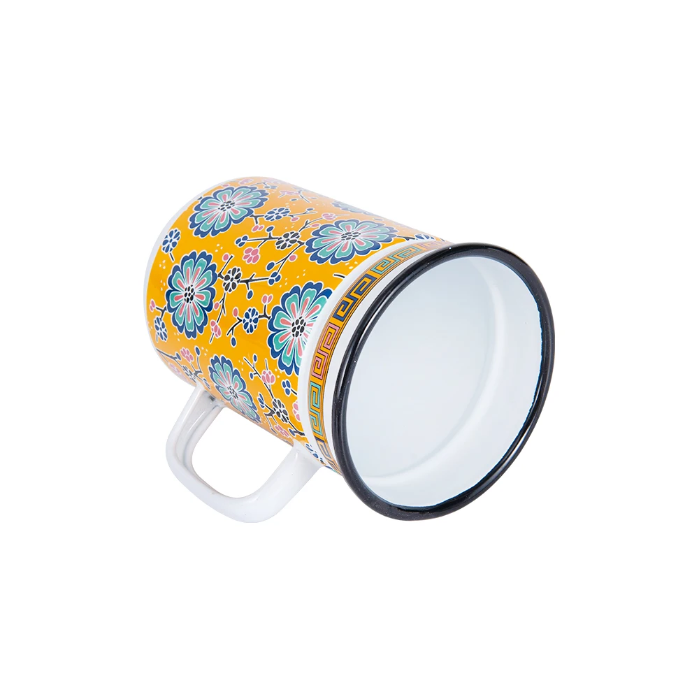 Hot Sale Enamel Handle Coffee Mugs Business Office Personalized Enamel Tea Cups with filter