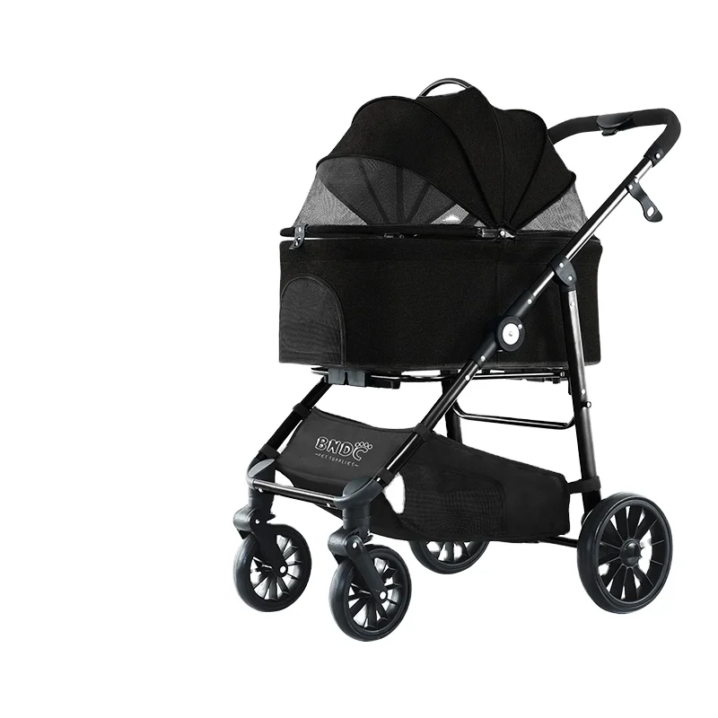 Luxury 4 wheel small pet stroller for cat fold travel stroller for pet travel wholesale dog stroller pet carrier