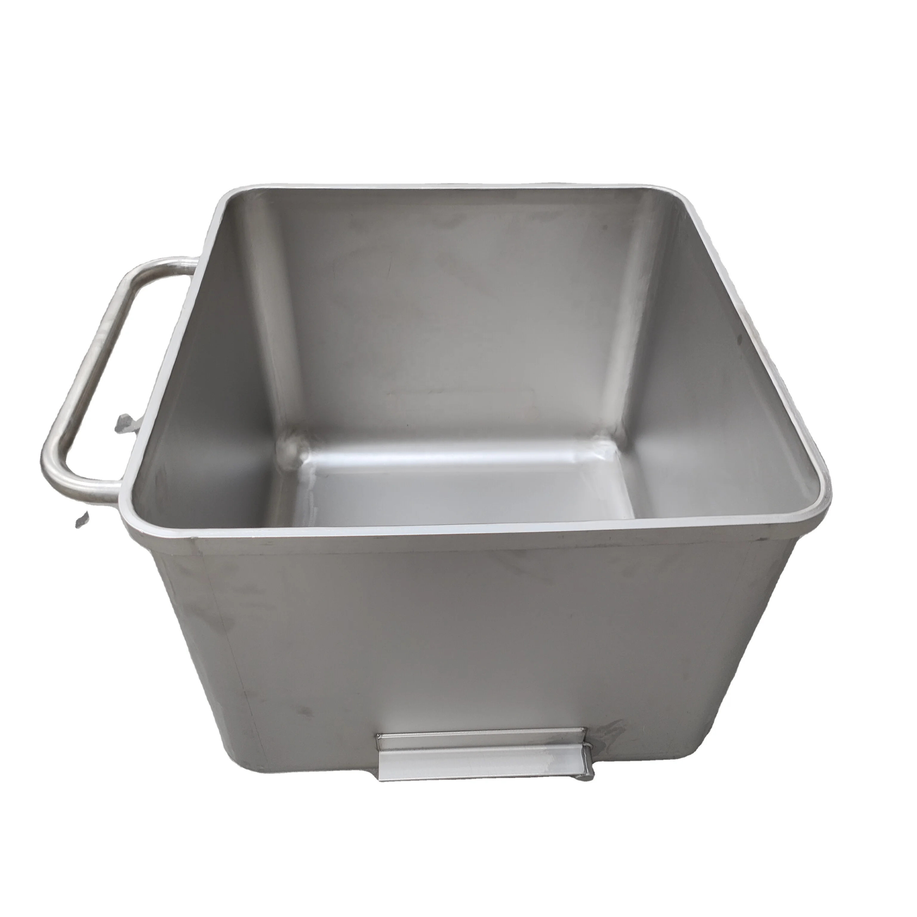 Customized 200L Stainless Steel Meat Trolley Food Grade Meat Tote Bins Metal Meat Hopper Skip Cart with Drain Service Equipment