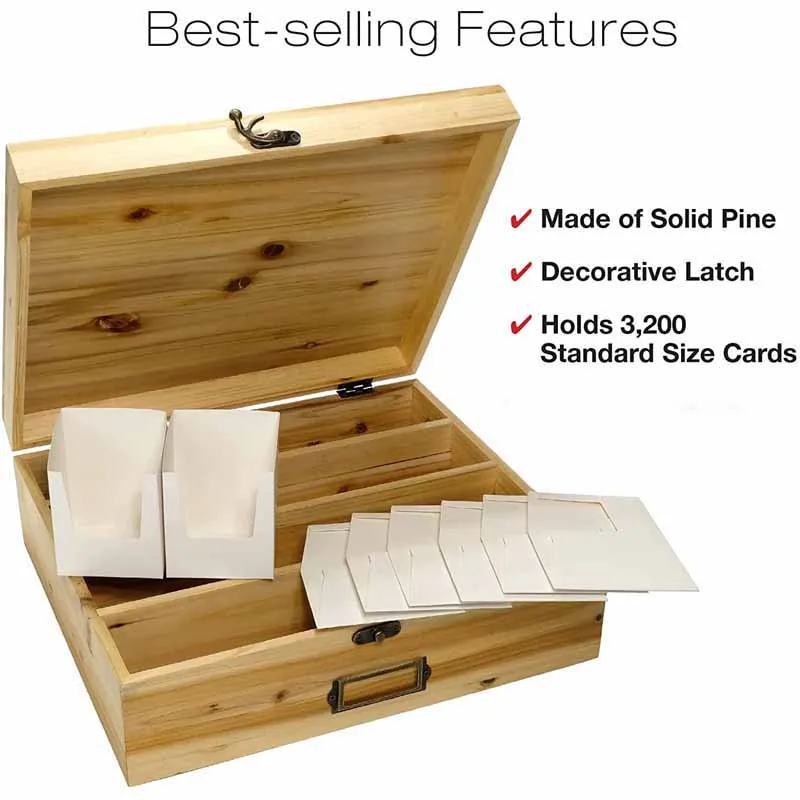 Wooden Card Collection Storage Box for Sports Cards, CCGs, and TCGs