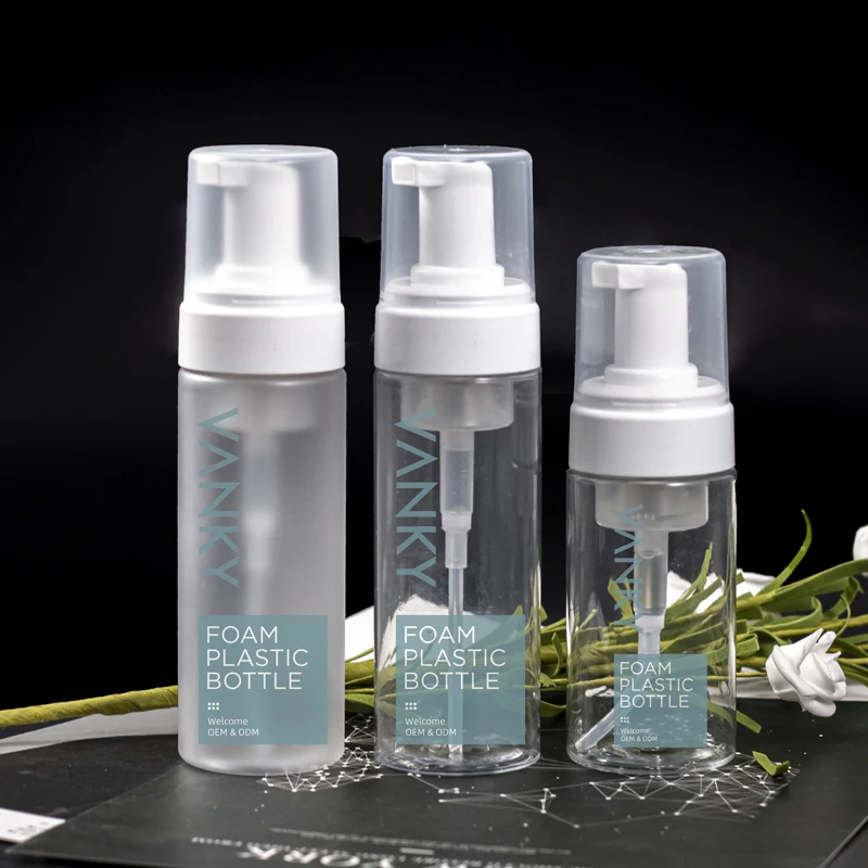 Custom 30ml 50ml 60ml 100ml 150ml 200ml Plastic Foaming Soap Pump Bottle Facial Cleanser Mousse Foam Bottle With Pump