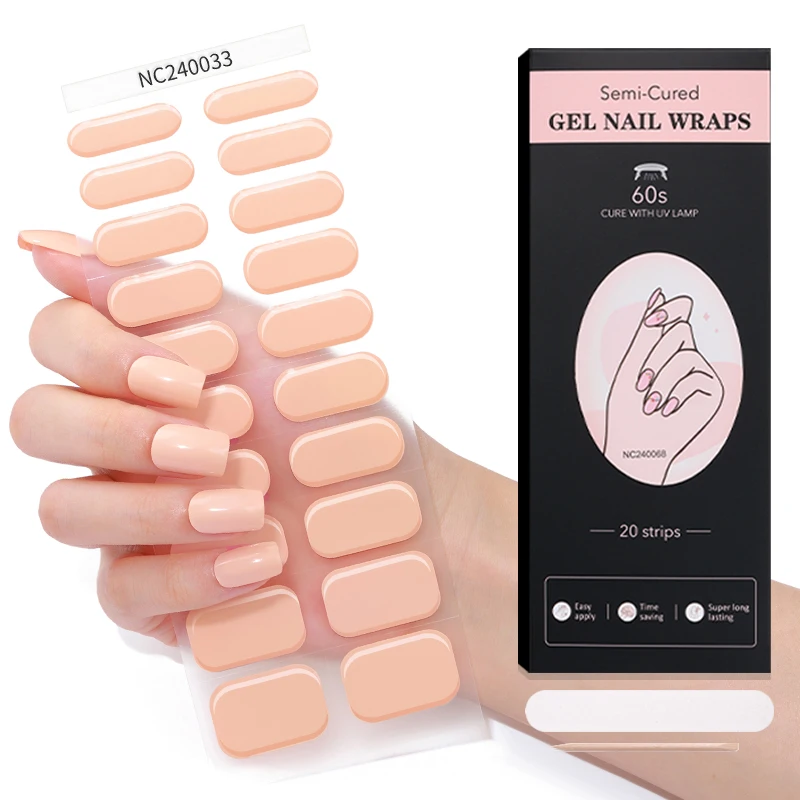 Gold nail supplier china factory top sale plain pure color Home Salon DIY Nail gel strips sticker cure with UV lamp