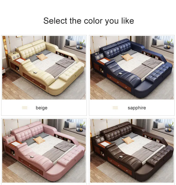 
FEIFAN Wholesale Leather and Fabric Sofa Bed with Power Line Slotting Machine Adjustable Headrest Smart Bed 